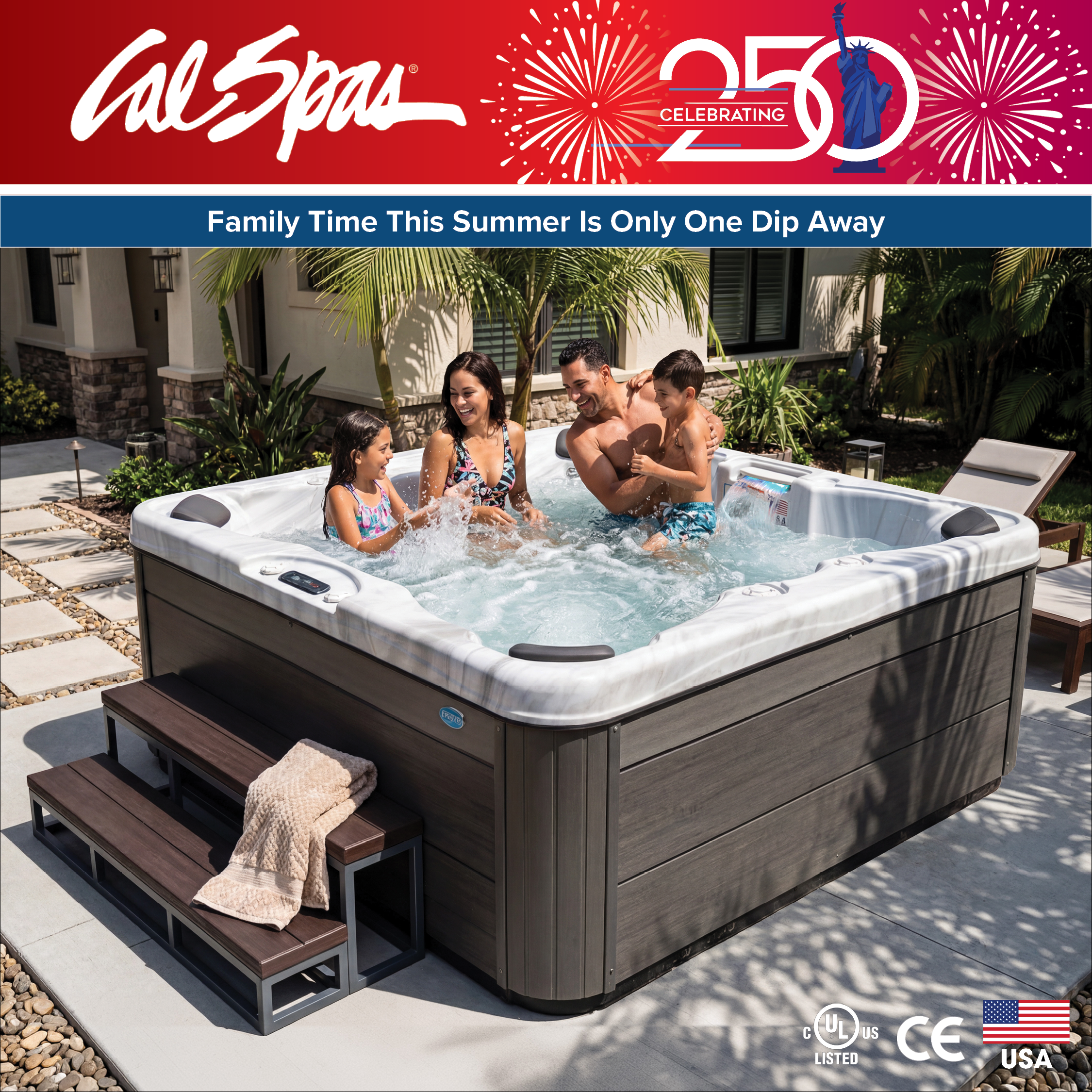 Calspas hot tub being used in a family setting - Culver City